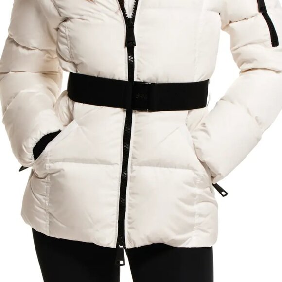 NWT$575 SAM.  Liv Hooded Faux Fur Belted Down Puffer Coat Jacket S-M (6) - Picture 4 of 15